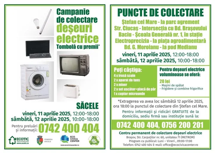 Campanie de colectare deșeuri electrice în Săcele – Primaria Municipiului Sacele