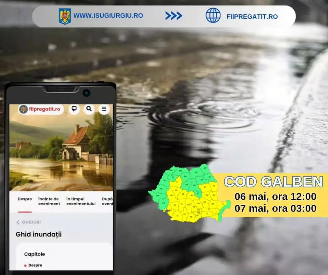 Cod galben de instabilitate atmosferică temporar accentuată