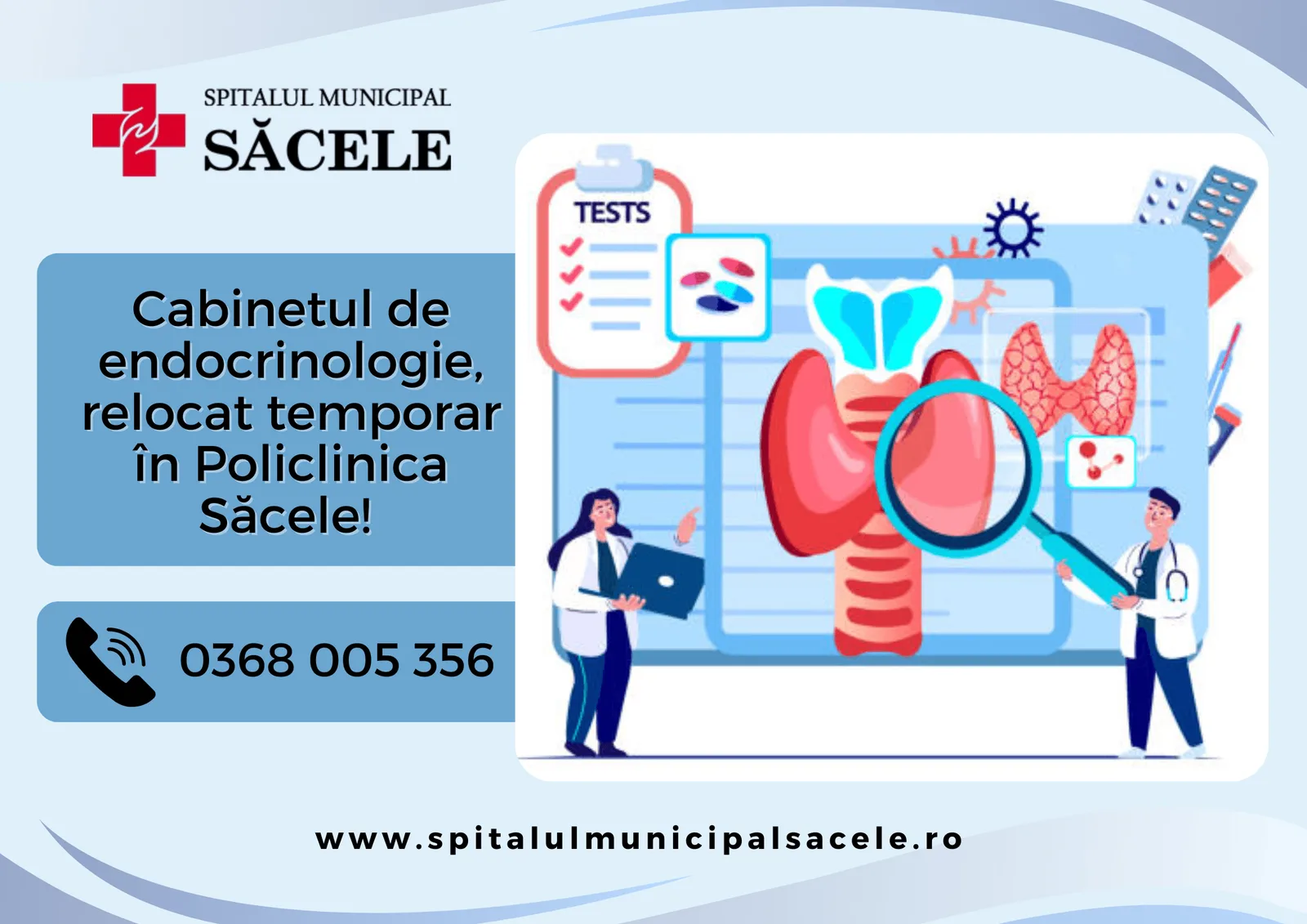 Cabinetul de endocrinologie, relocat temporar în Policlinica Săcele!